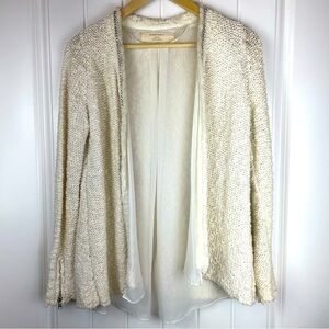 ZARA open front ivory cardigan